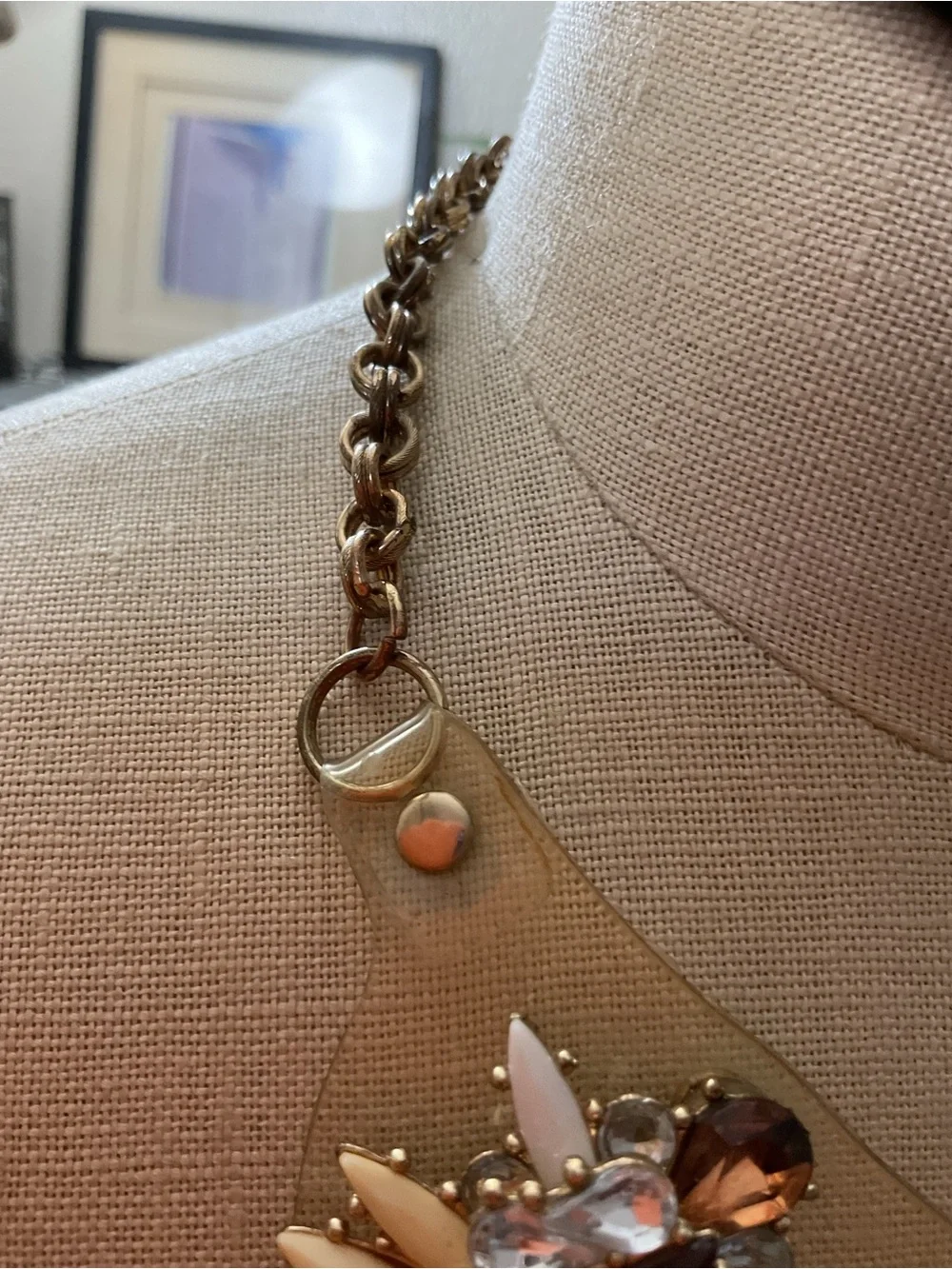 💜💜💜Statement Floral Bib Necklace in Blush and Gold